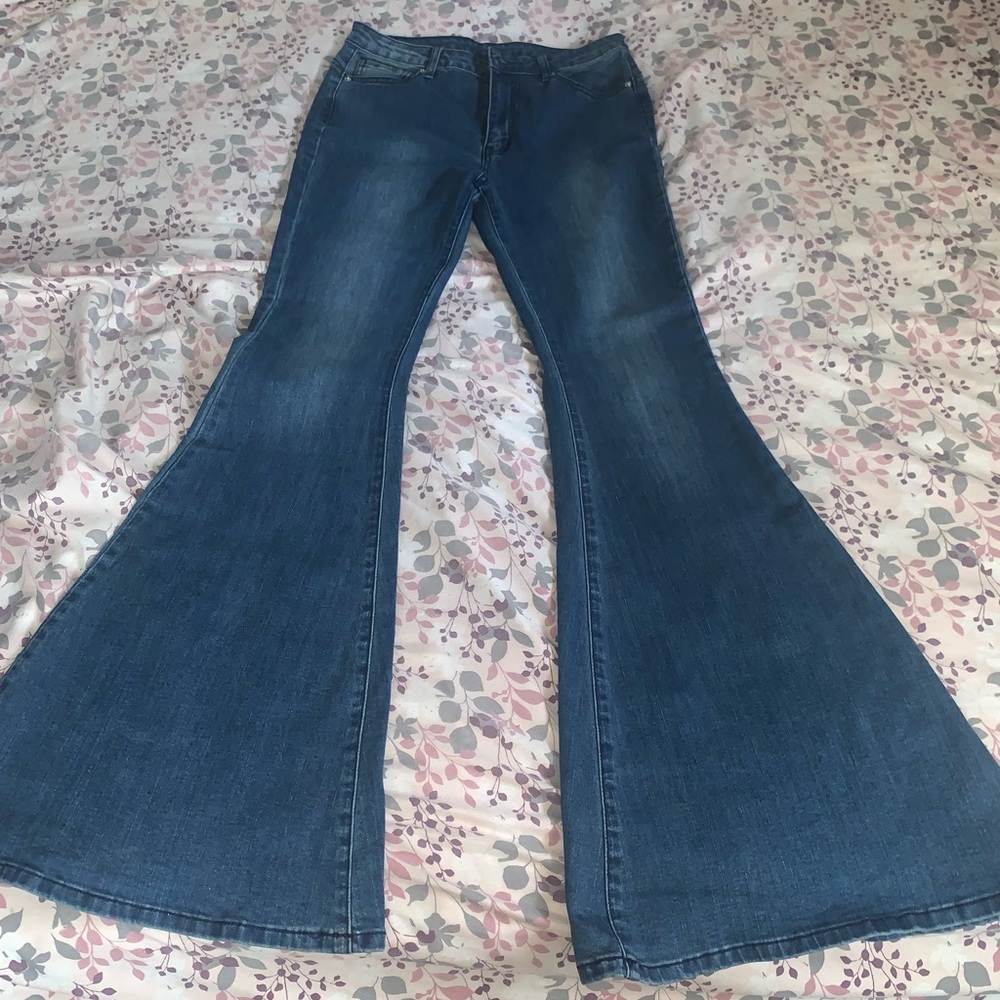 Stonewashed flare leg jeans from SHEIN